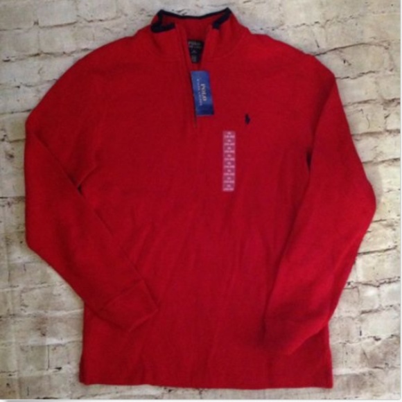 Polo Ralph Lauren Other - Polo Ralph Lauren French Rib Cotton Half-Zip Red
